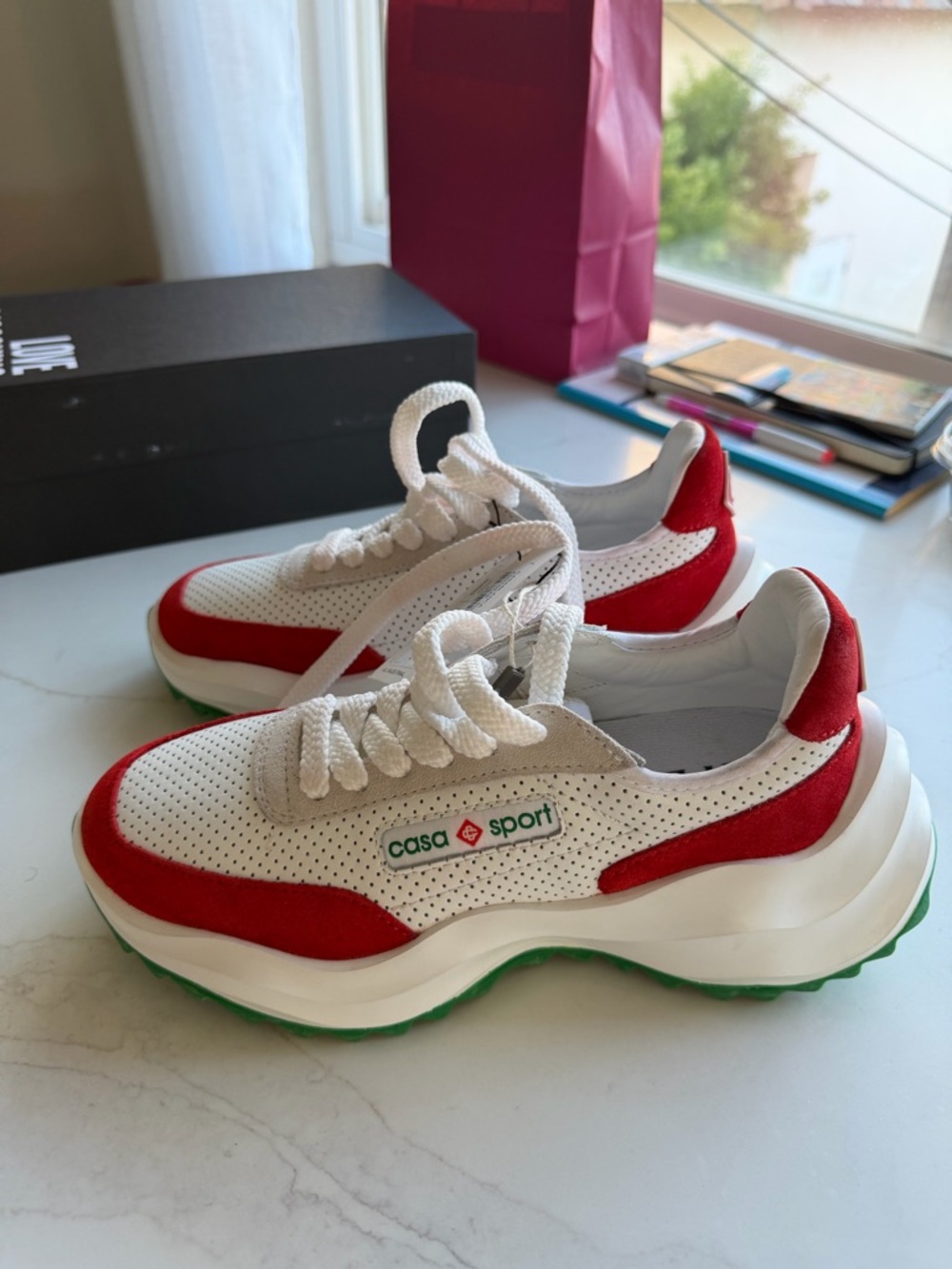 Casa Sport Women’s White & Red Chunky Sneakers
